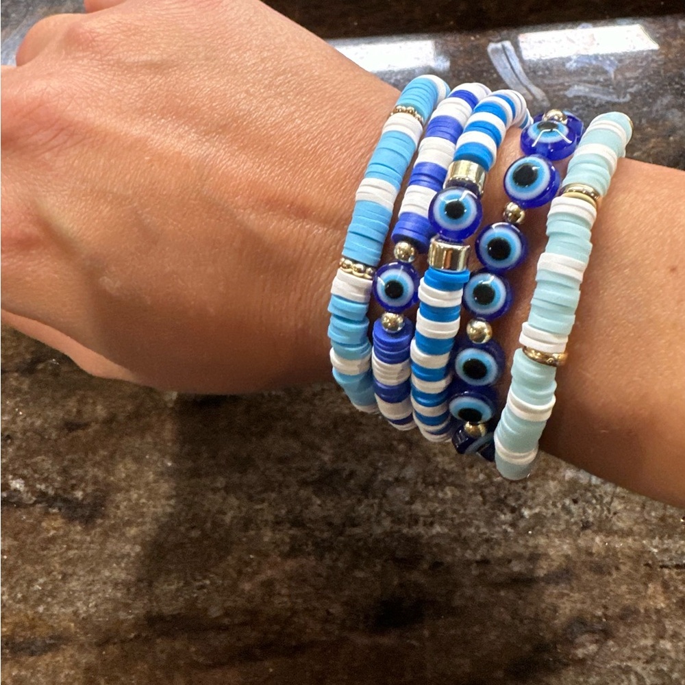 Hand made Evil Eye 🧿 Bracelets, regular bracelets with charms.